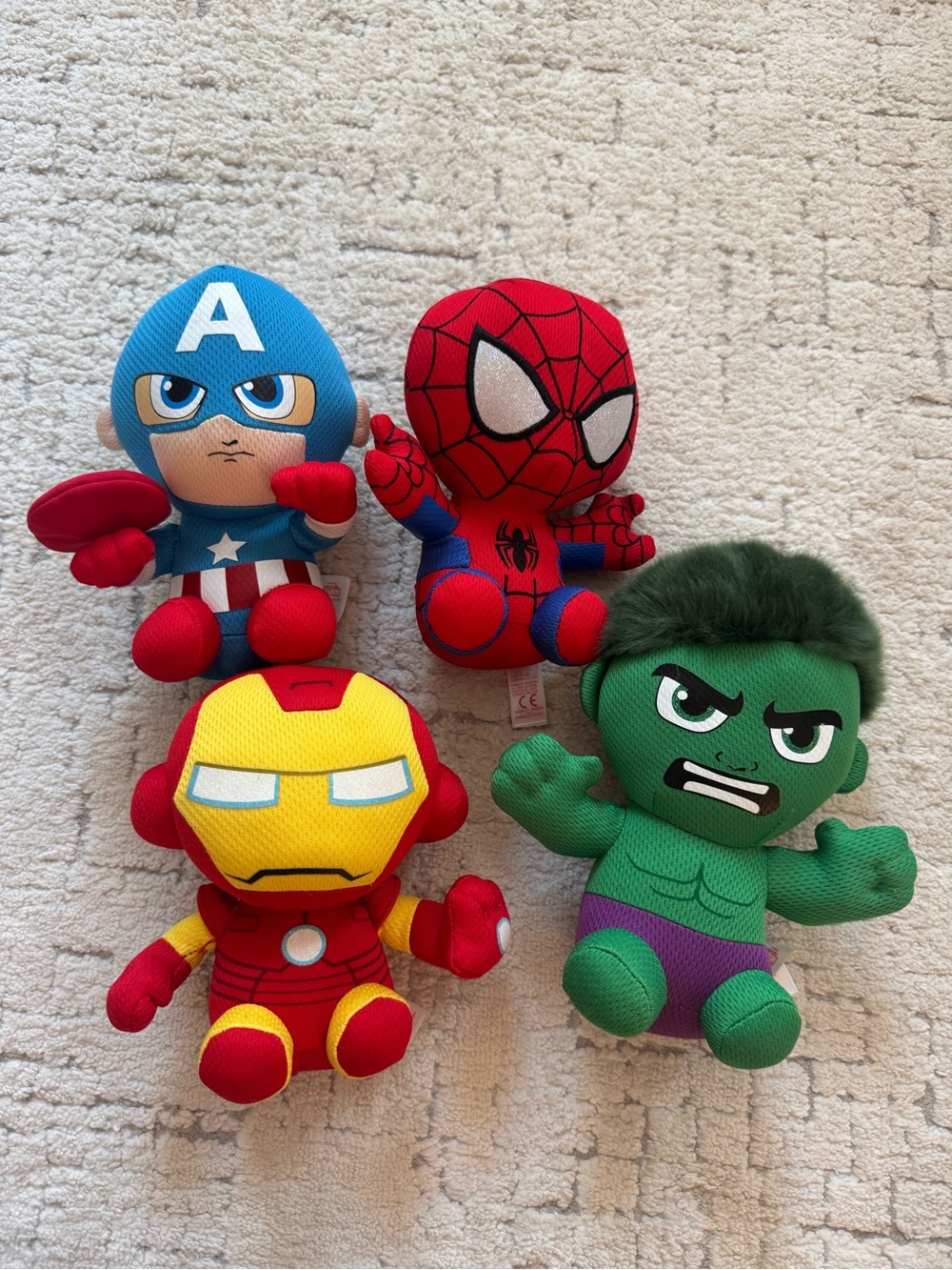 TY Marvel Avengers Plush Toys Set of 4 Hulk Iron Man Spider-Man Captain America